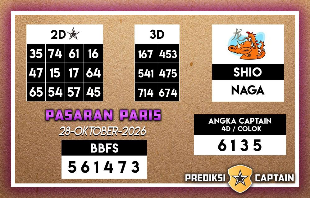 Prediksi-Captain-Paito-Paris-Rabu-28-Oktober-2026-Terjitu